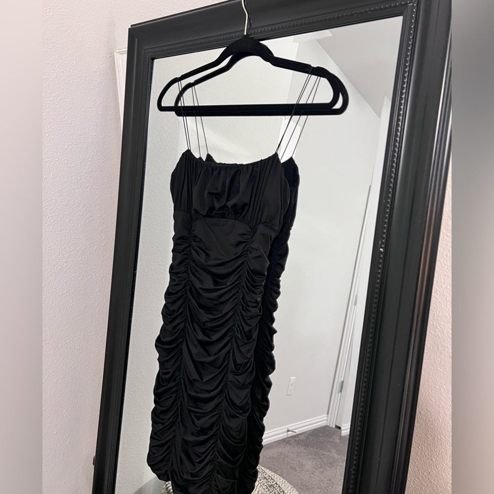 Black ruffle meshki mini dress